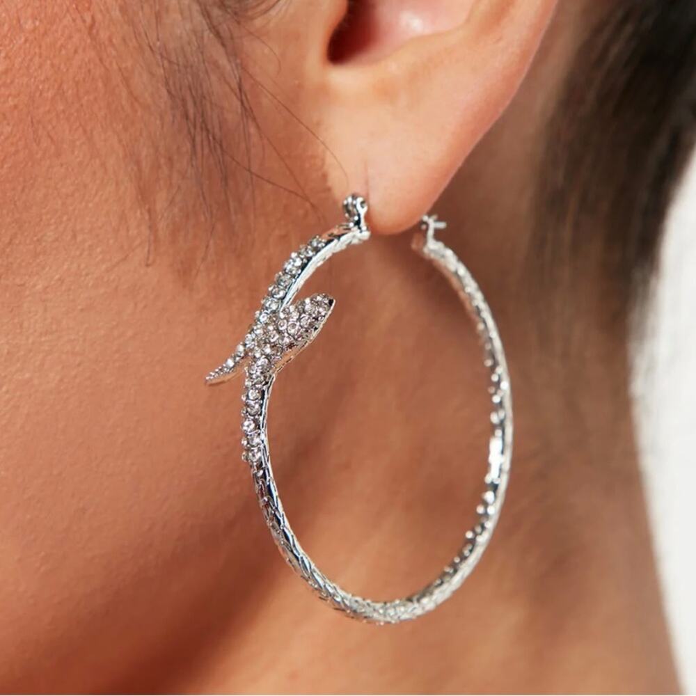 Fashion Nova Don't Come Around Me Snake Hoop Earrings NWT